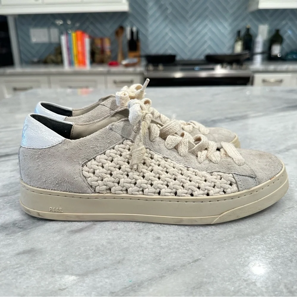 P448 Jack Macrame Sneakers Size 38 7.5 Women’s Shoes White Grey Boho